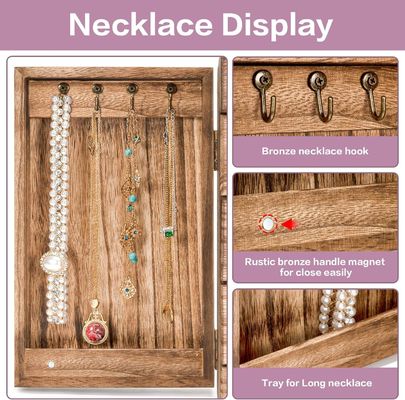 환경 5 층 4 드로거 대형 목재 조직 상자 거울과 함께 목재 보석 상자