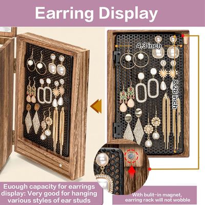 환경 5 층 4 드로거 대형 목재 조직 상자 거울과 함께 목재 보석 상자