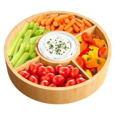 202407 세라믹 그릇과 함께 둥근 대나무 서비스 트레이 샘플 요금 무료 또는 반환