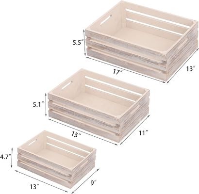 장식용 목재 저장 컨테이너 상자 세트 손잡이 13.25x9.5x5와 함께 3 상자5