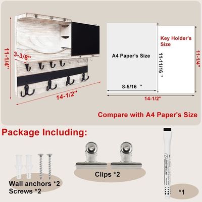농장 장식용 칠판과 함께 환경적인 시골 벽 장착 키 및 메일 조직기
