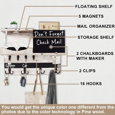 농장 장식용 칠판과 함께 환경적인 시골 벽 장착 키 및 메일 조직기