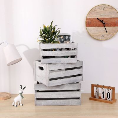 시골색 흰색 나무 디스플레이 캐스트 세트 3 장식 소나무 저장 캐스트 접이 가능하지 않습니다