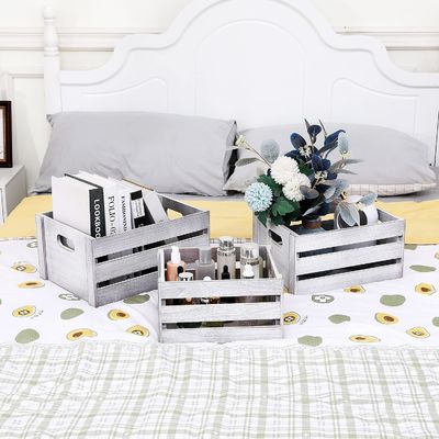 시골색 흰색 나무 디스플레이 캐스트 세트 3 장식 소나무 저장 캐스트 접이 가능하지 않습니다