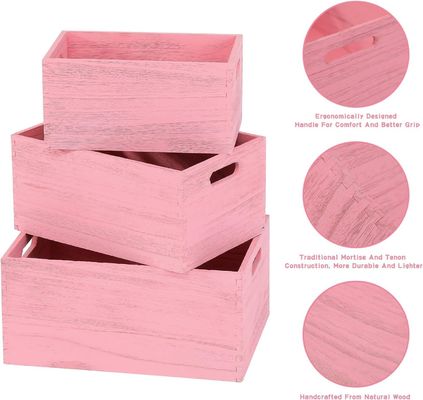 야채와 빵 과일을 위한 손으로 만든 목재 저장 세트 3 조각의 둥지 상자