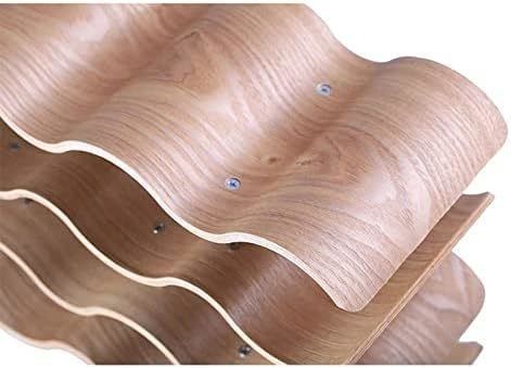 4 층 맞춤형 단단한 목재 선반 목재 물결 와인 병 저장 용의 설치