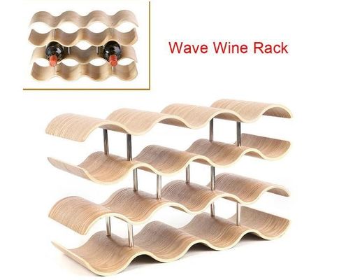 4 층 맞춤형 단단한 목재 선반 목재 물결 와인 병 저장 용의 설치