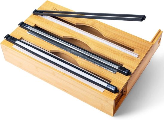 슬라이드 커터 주방 드로거 조직기 Bambu 3 in 1 포일 및 플라스틱 클링 랩 디스펜서