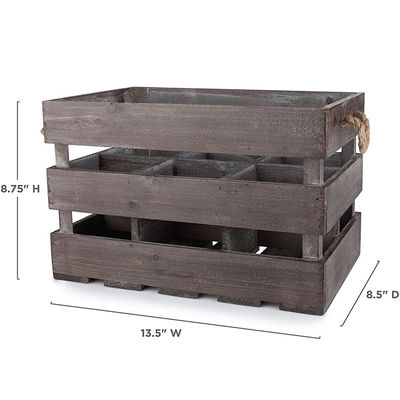 솔리드 박스 빈티지 스타일 브라운 목포 와인 크레이트 바구니 손잡이와 얼룩 색상