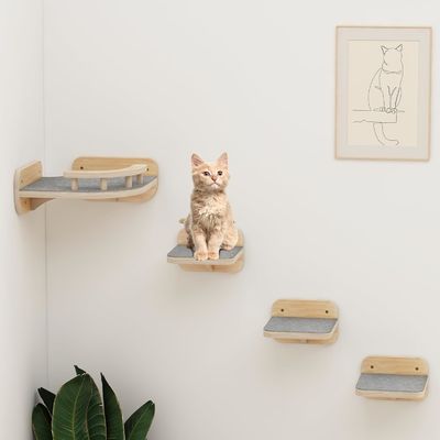 가정용 가구 맞춤형 크기 벽에 장착 된 고양이 가구 코너 등반 선반 3 개의 넓은 계단과 함께 서식