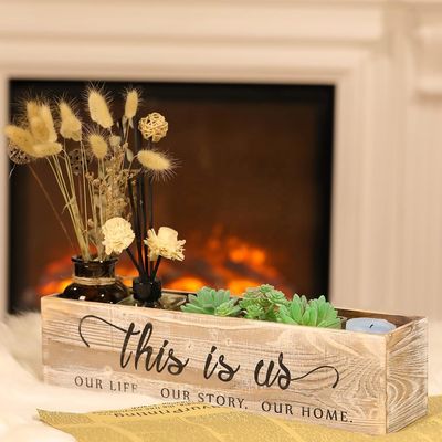 목재 직사각형 플랜터 박스 농촌 중심 조각 맞춤 로고 허용