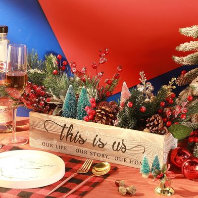 목재 직사각형 플랜터 박스 농촌 중심 조각 맞춤 로고 허용