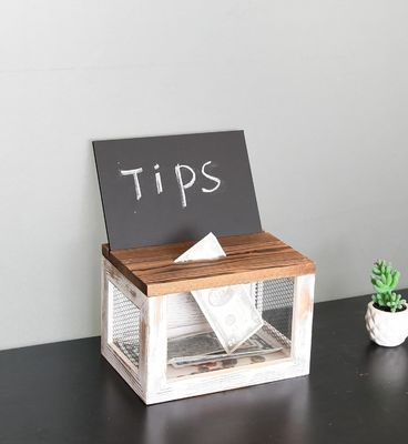 와이어 그리드 디자인 아크릴 패널 소나무 나무 투표 표 기부 수집 상자 식탁용품