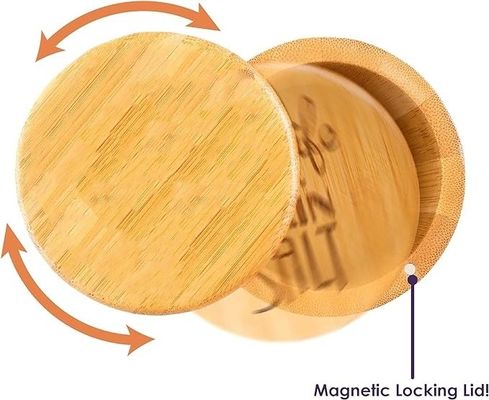 자석 뚜?? 이 있는 다기능 대나무 소금 창고 보관 상자 6온스 용량