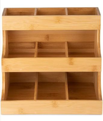 다른 선물 수작업 3층 Bambu Tea Bag Storage Holder 소나무 나무 색상 180 개의 가방을 보유하고 있습니다.