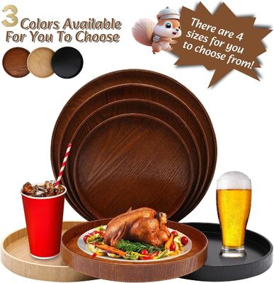 나무 평면색 둥근 서비스 트레이 9.5 인치 가정 장식 또는 커피 테이블을 위해 완벽