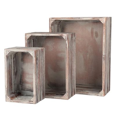 유럽 지역 특징 홈 데코 완성되지 않은 단단한 소나무 목재 상자 와인을위한 3-팩