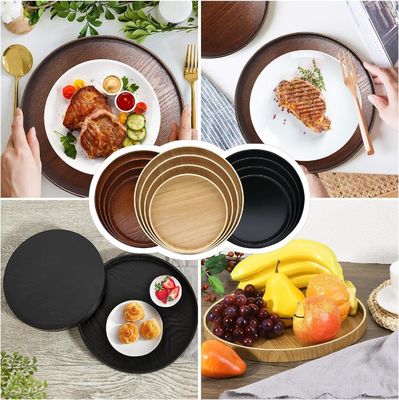 나무 평면색 둥근 서비스 트레이 9.5 인치 가정 장식 또는 커피 테이블을 위해 완벽