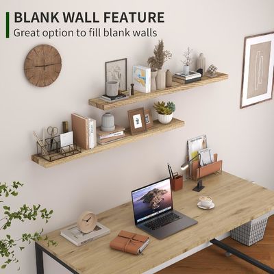 48 인치 벽 선반 욕실 디스플레이에 벽 저장을위한 2 잔디 나무 선반의 세트