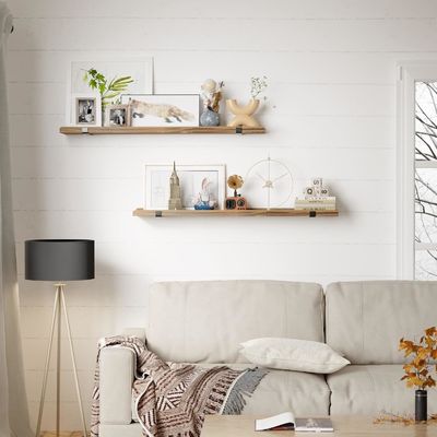 벽에 장착 된 다기능 목재 선반 금속 브래킷 2 장의 그림 리지 세트