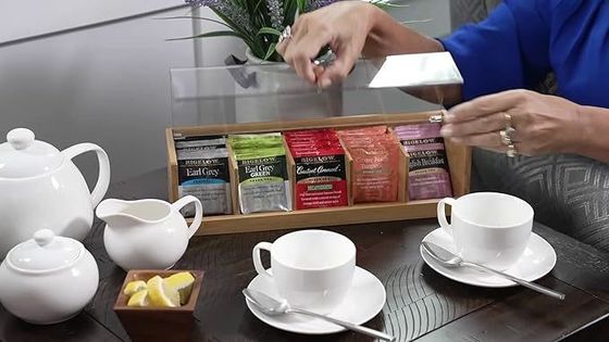 맞춤 서비스 14 X 5 X 3 인치 5 섹션 대나무 아크릴 차 상자 평면 색상