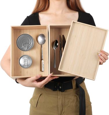 선물 패키지 세트 2 10.2X7.3인치 겹쳐질 수 있는 대나무 드라워 조직장 laminated 저장 상자 트레이