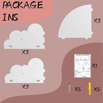 가정용 가구 어린이용 목재 매달린 선반 방 벽장 장식 귀여운 흰 구름