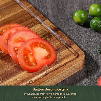 17x12 12x10 12x7 인치 두꺼운 목재 컷보드 손잡이와 주스 굴레가 있는 3개 세트