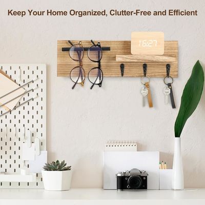 다기능 의 목재 열쇠걸이, 선반 과 갈고리