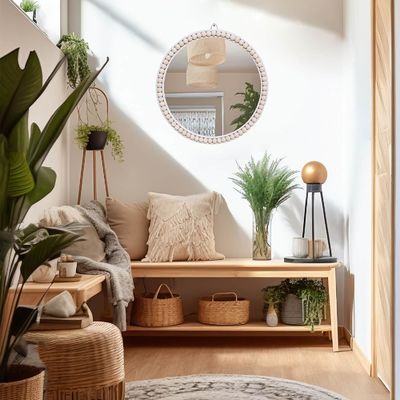 호텔 홈 욕실 장식 나무 구슬 집 장식 벽화 침실 유치실용