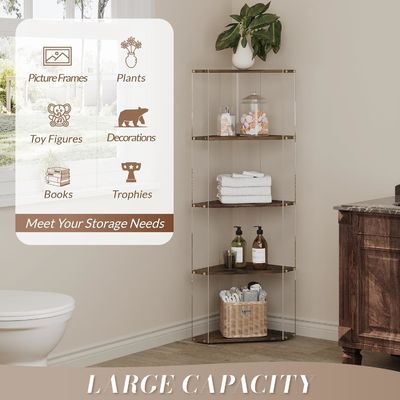 다목적 보관용 책상 아크릴 및 목재 코너 디스플레이 선반