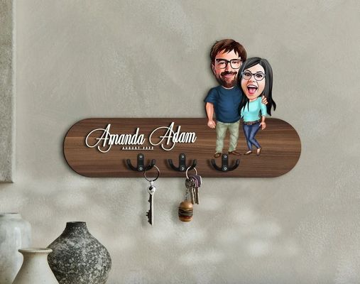 맞춤형 로고 나무 키 홀더 입구 조직자 개인화 된 가정 저장
