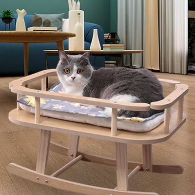 목재 고양이 및 작은 개 침대 휴식을위한 휴대용 고층 애완 동물 침대 스윙 체이어