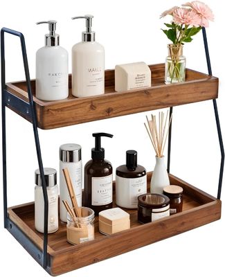 접힌 예 아카시아 2 층 욕실 조직기 욕실 부엌을 위한 목재 보관 선반