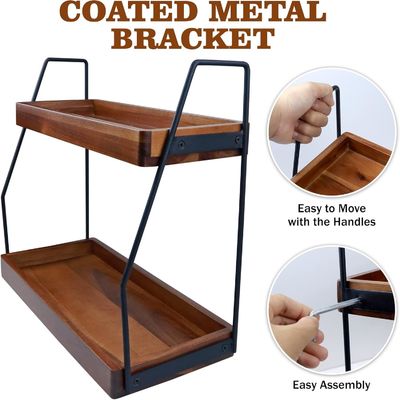 접힌 예 아카시아 2 층 욕실 조직기 욕실 부엌을 위한 목재 보관 선반