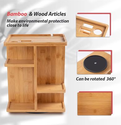 조각 된 대나무 화장 조직기 와 피부 관리 저장소