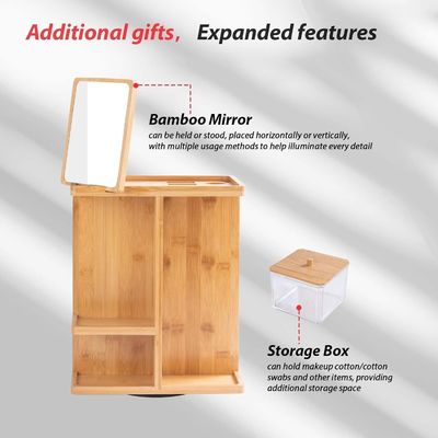 조각 된 대나무 화장 조직기 와 피부 관리 저장소