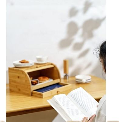 실크 스크린 인쇄 된 두 배 롤 톱 뚜?? 이 있는 목재 양치 빵 보관기