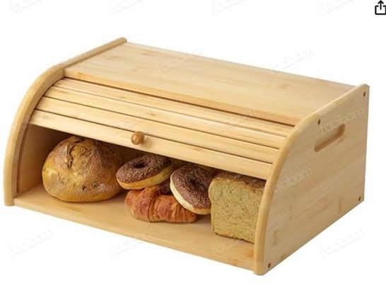 실크 스크린 인쇄 된 두 배 롤 톱 뚜?? 이 있는 목재 양치 빵 보관기