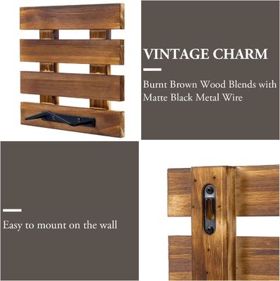 맞춤 크기의 촌락 화형 단단한 나무와 검은 금속 철 벽에 장착 된 판 디스플레이 랙