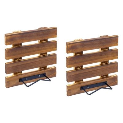 맞춤 크기의 촌락 화형 단단한 나무와 검은 금속 철 벽에 장착 된 판 디스플레이 랙