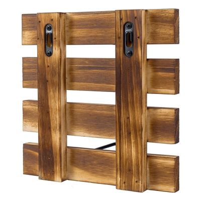 맞춤 크기의 촌락 화형 단단한 나무와 검은 금속 철 벽에 장착 된 판 디스플레이 랙