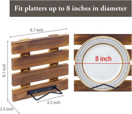 맞춤 크기의 촌락 화형 단단한 나무와 검은 금속 철 벽에 장착 된 판 디스플레이 랙