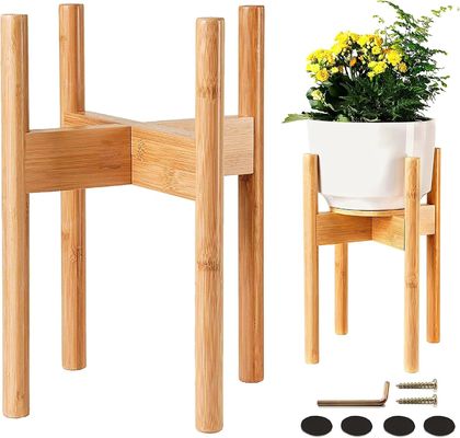 조정 가능한 Bambu Wood Plant Stand 8 10 및 12 인치 냄비 및 꽃 장신구에 이상적입니다