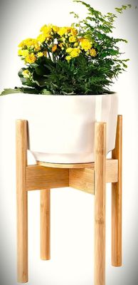 조정 가능한 Bambu Wood Plant Stand 8 10 및 12 인치 냄비 및 꽃 장신구에 이상적입니다