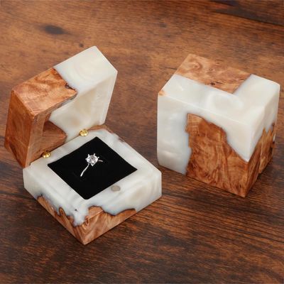 작은 수작업 빈티지 보석 포장용 우아한 단일 슬롯 목재 반지 상자