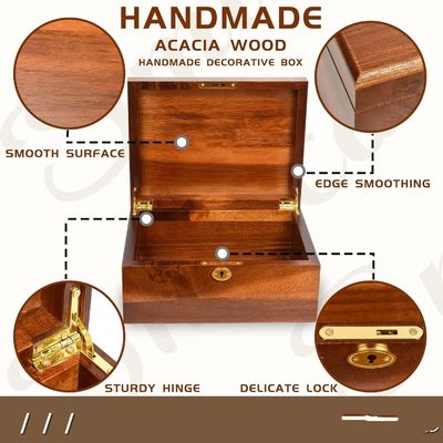 손으로 만든 단단한 아카시아 나무 저장 상자