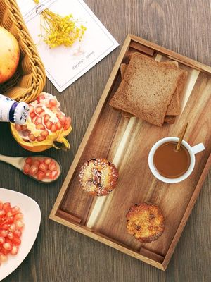 12.6"x12.6"x1.96" 절단 블록 나무 빵 절단 보드 주방에 제공 트레이