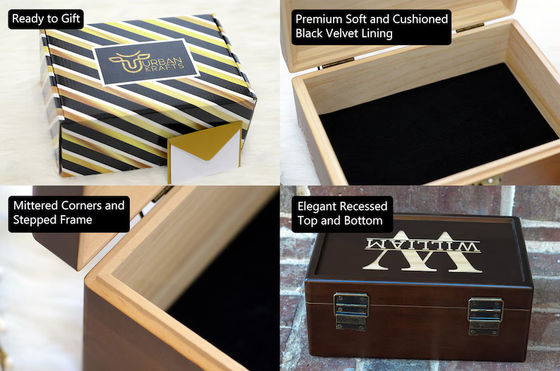 6.2*6.2*4.48 개인화 된 나무 상자 식탁용품 기념품 상자 5번째 기념일 선물