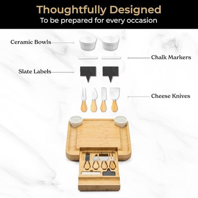 맞춤형 대나무 자연색 치즈 보드와 칼 세트 초콜릿 보드 선물 세트